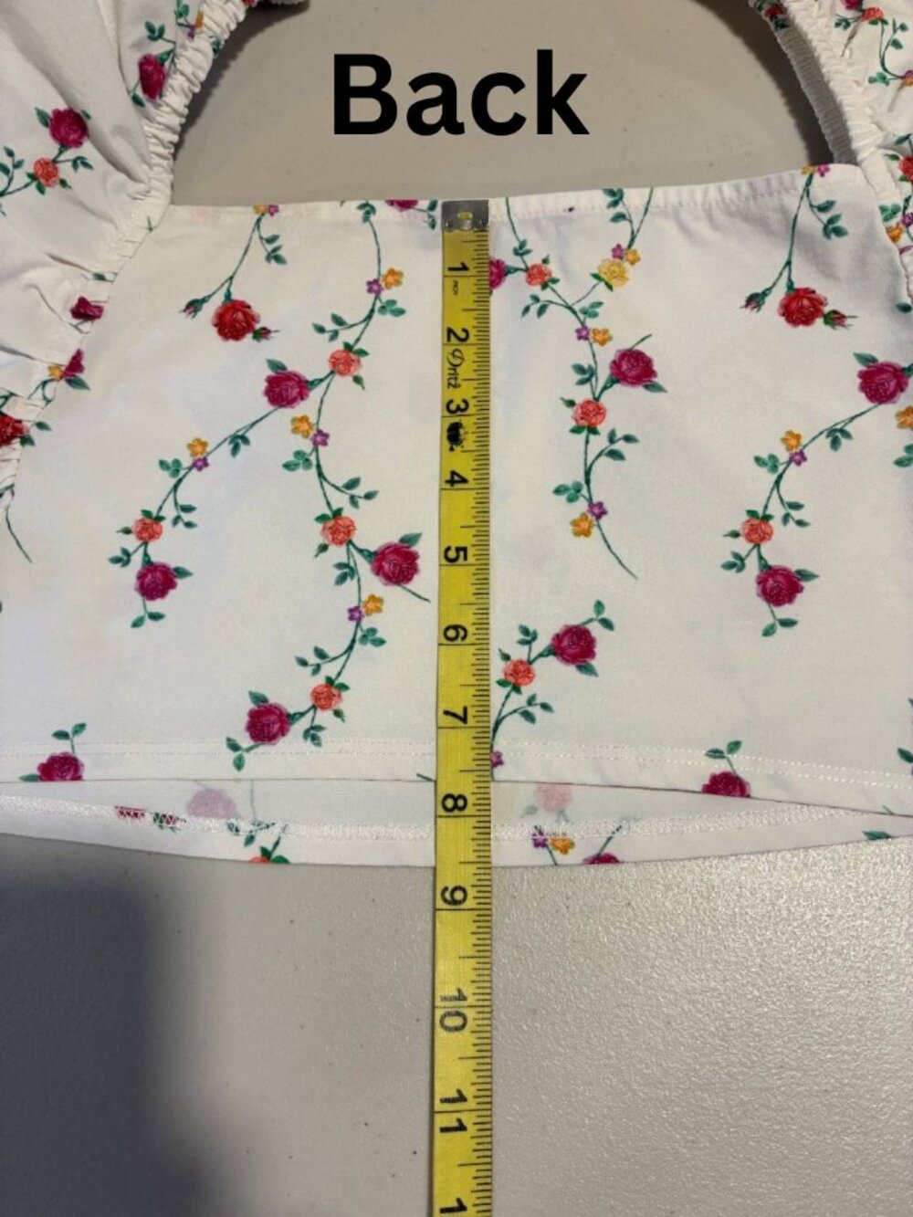 ZARA Crop Top White/Red/Yellow Floral Off Shoulder Flutter Sleeve Women L - Picture 9 of 9